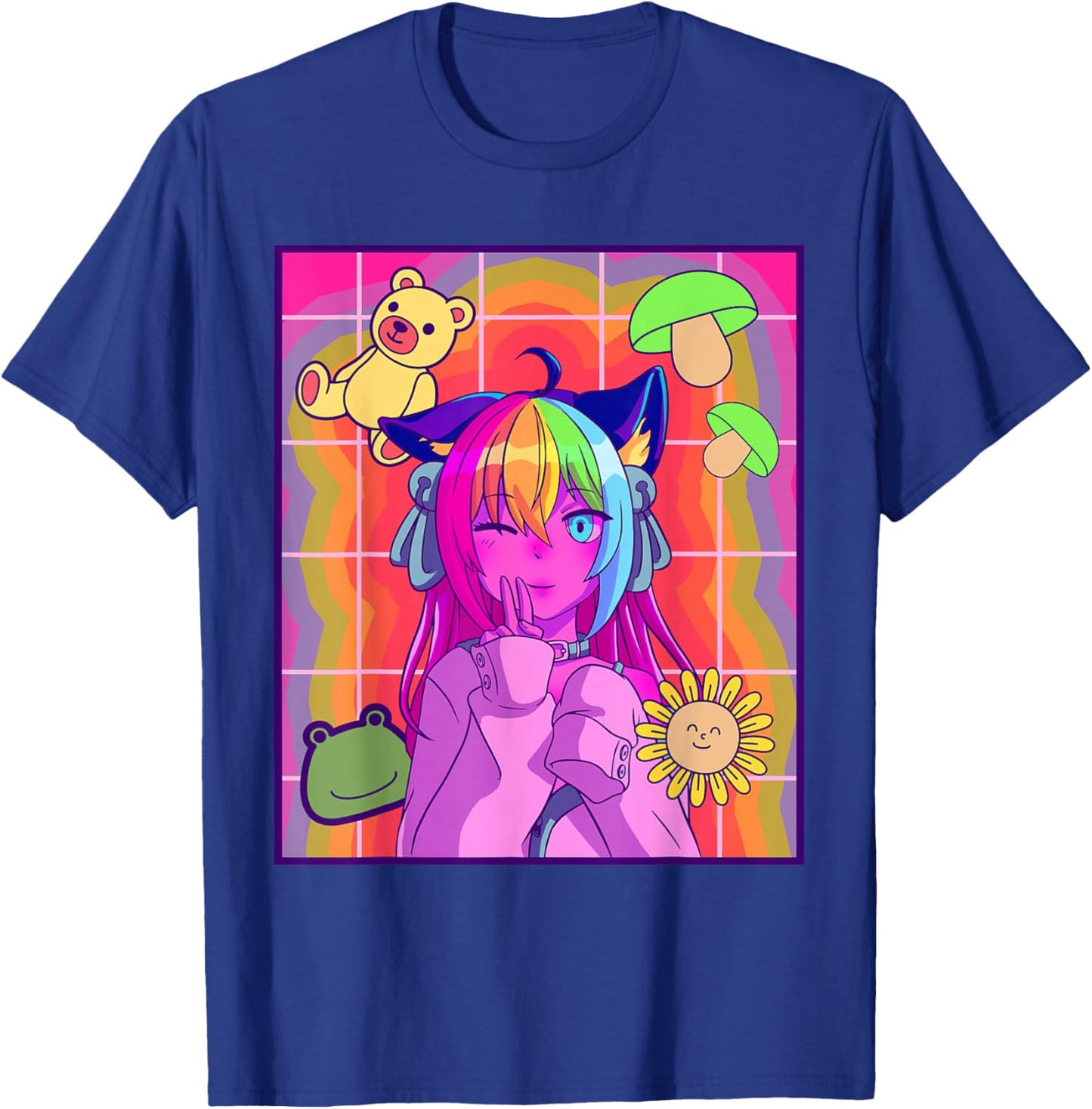 Kidcore Aesthetic Kawaii Anime Girl Old Indie 80s 90s Retro T-Shirt - T-Shirt | Royal