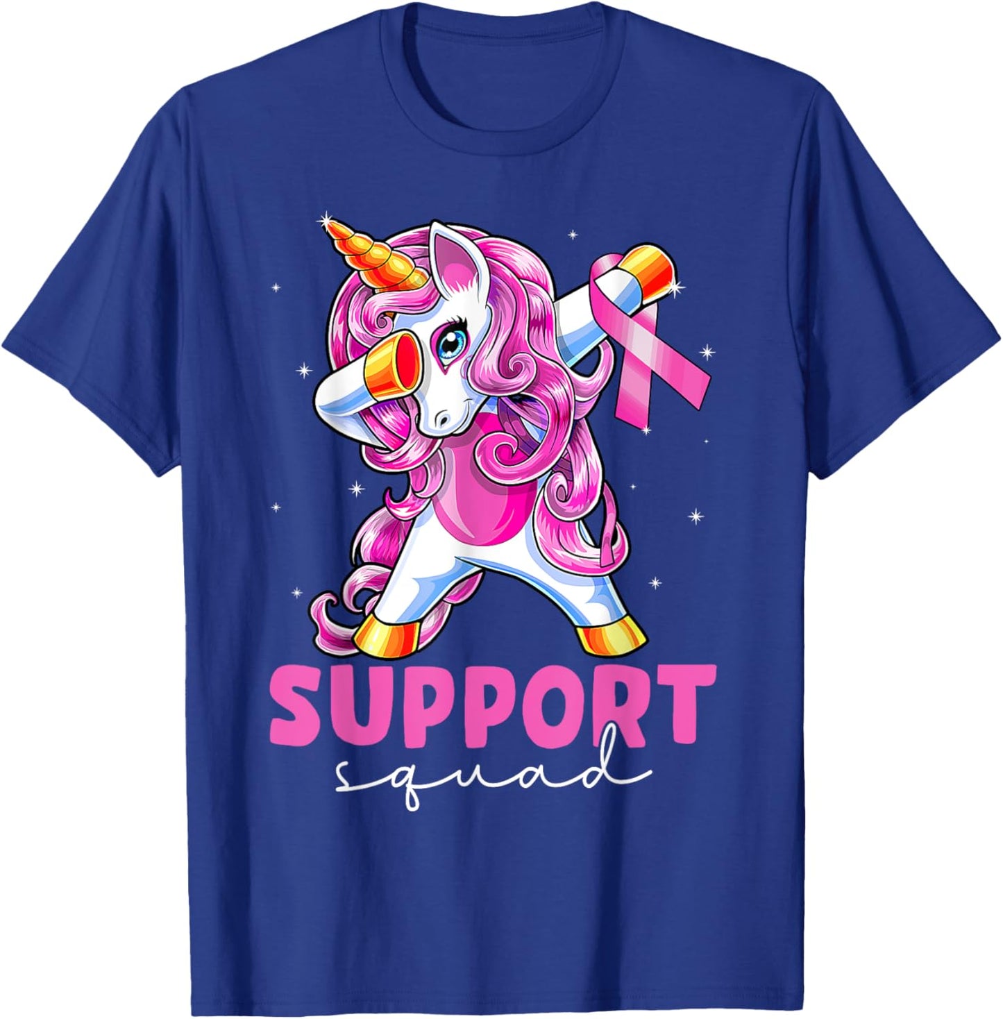 Support Squad Breast Cancer Awareness Pink Unicorn Kids T-Shirt - T-Shirt | Royal