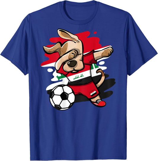Dabbing Dog Iraq Soccer Fans Jersey Iraqi Football Lovers T-Shirt - T-Shirt | Royal