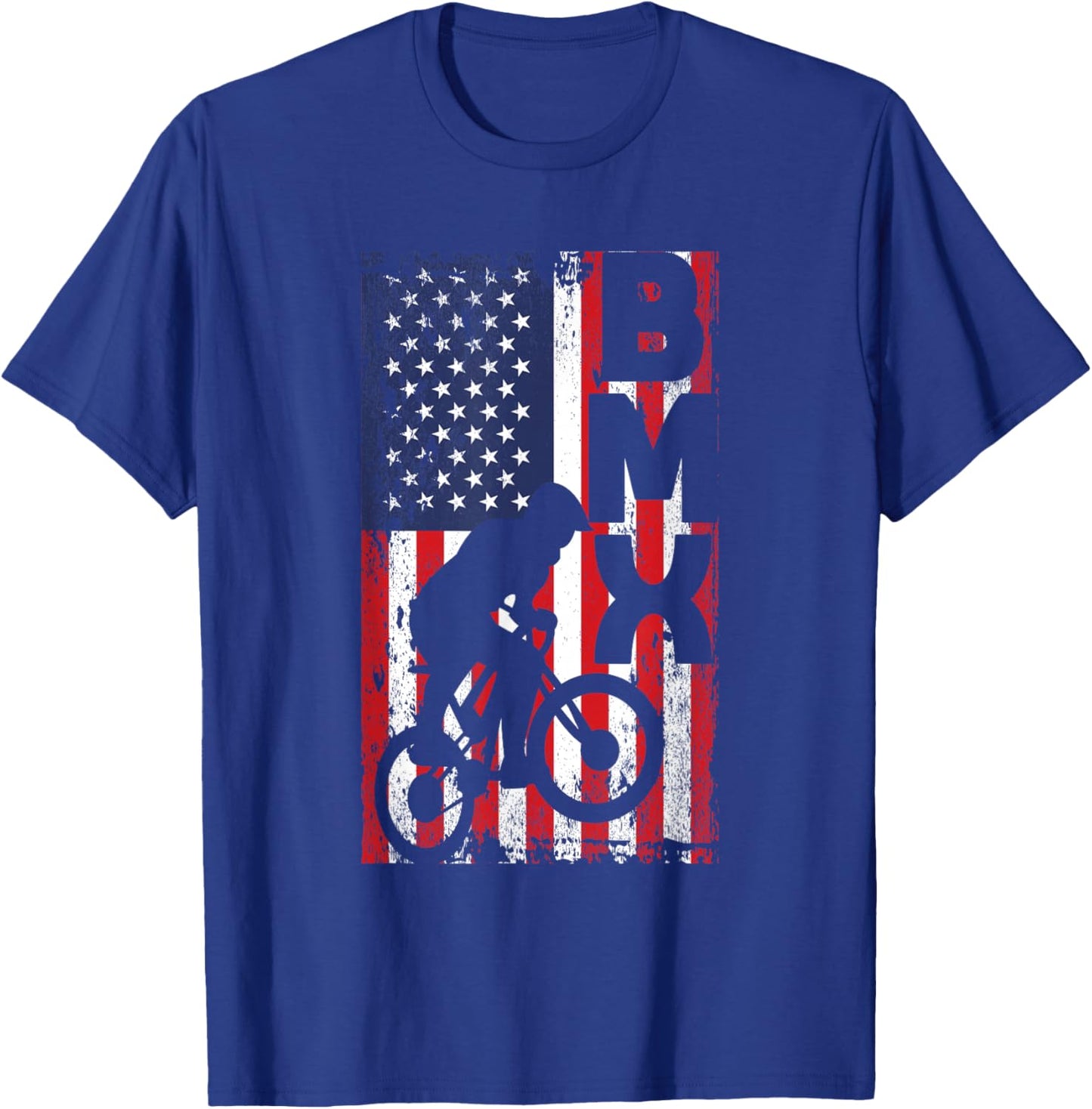 American Flag BMX Racing Extreme Sport Riding Cool Bike Ride T-Shirt - T-Shirt | Royal