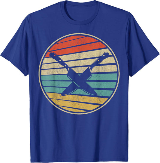 Cute Chef Gift Retro Vintage 70s 80s Culinary Artist Knife T-Shirt - T-Shirt | Royal