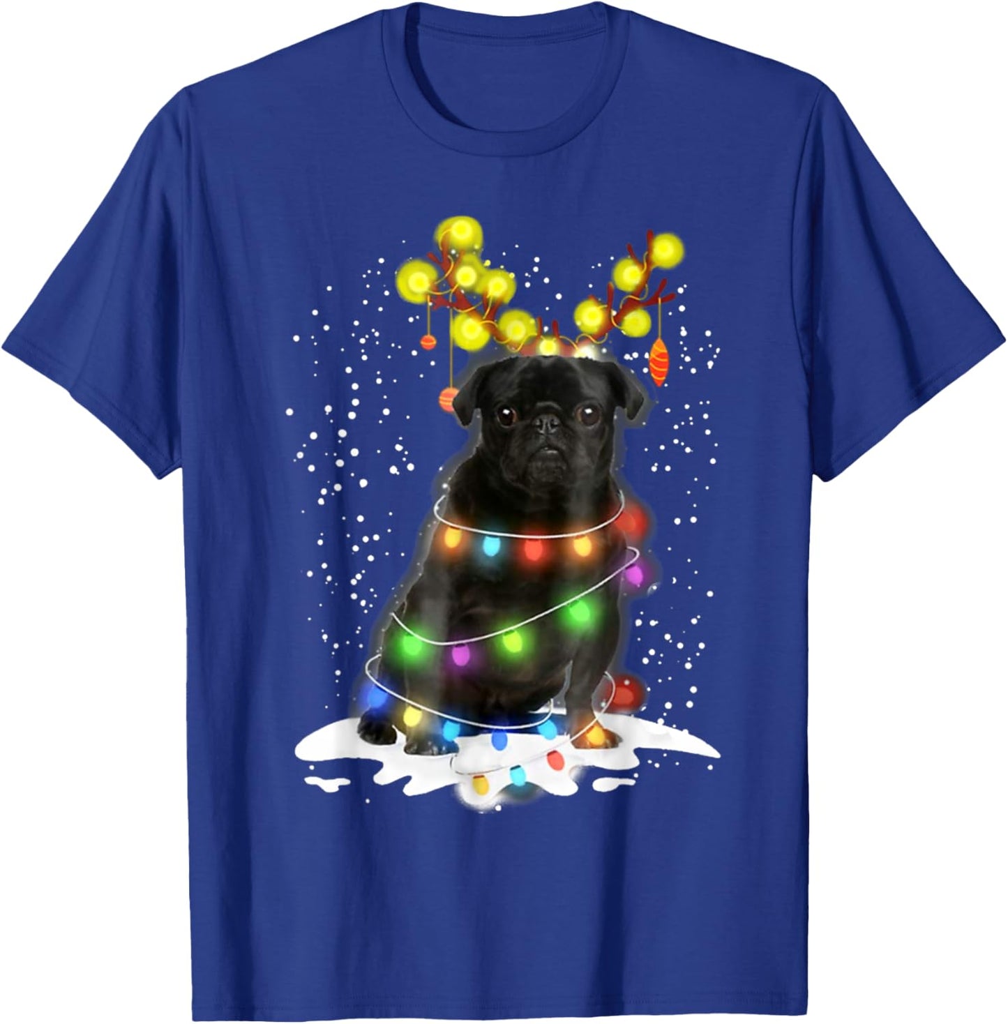 Black Pug Blinker - Nice Dog Christmas Pug Christmas Tree Women T-Shirt - T-Shirt | Royal