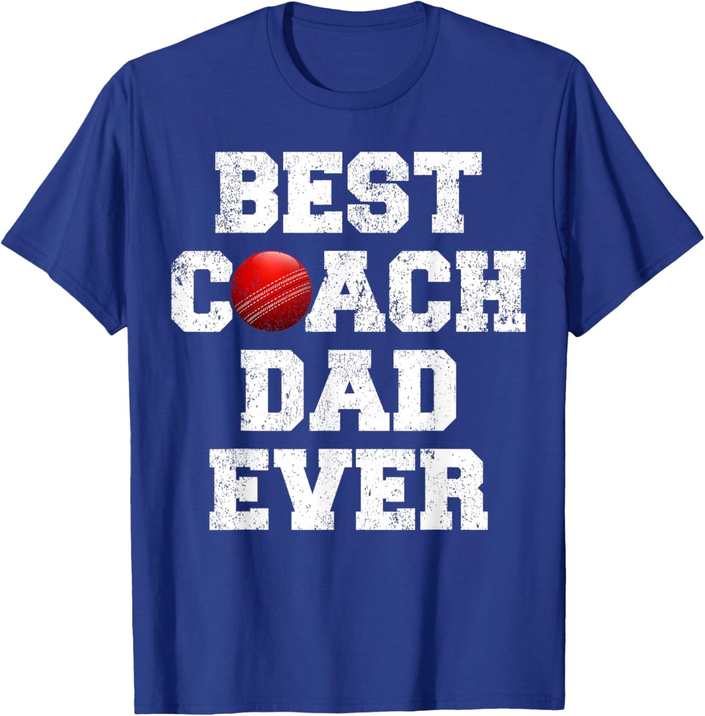 Distressed Vintage Best Cricket Coach Dad Father's Day T-Shirt - T-Shirt | Royal