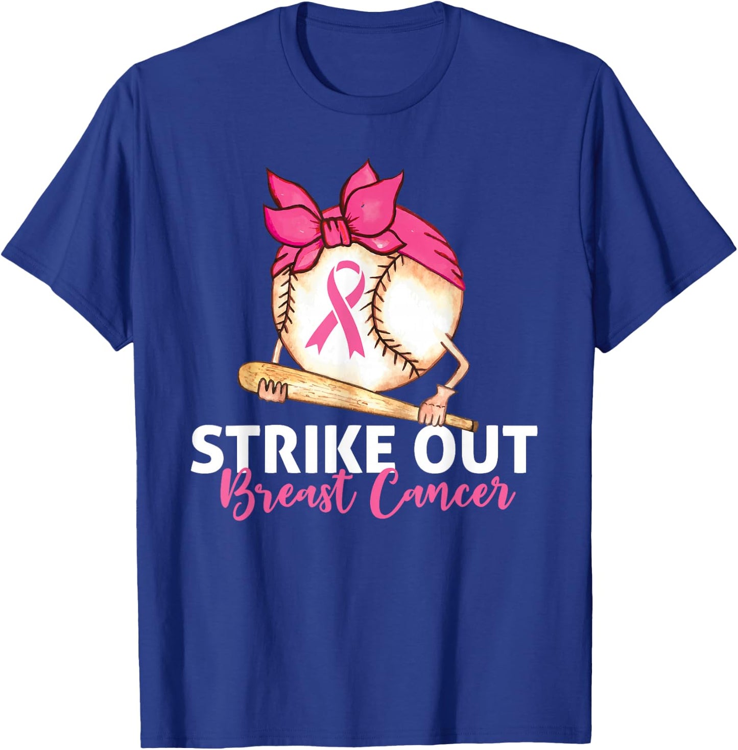 Strike Out Breast Cancer Awareness Baseball Softball Fighter T-Shirt - T-Shirt | Royal