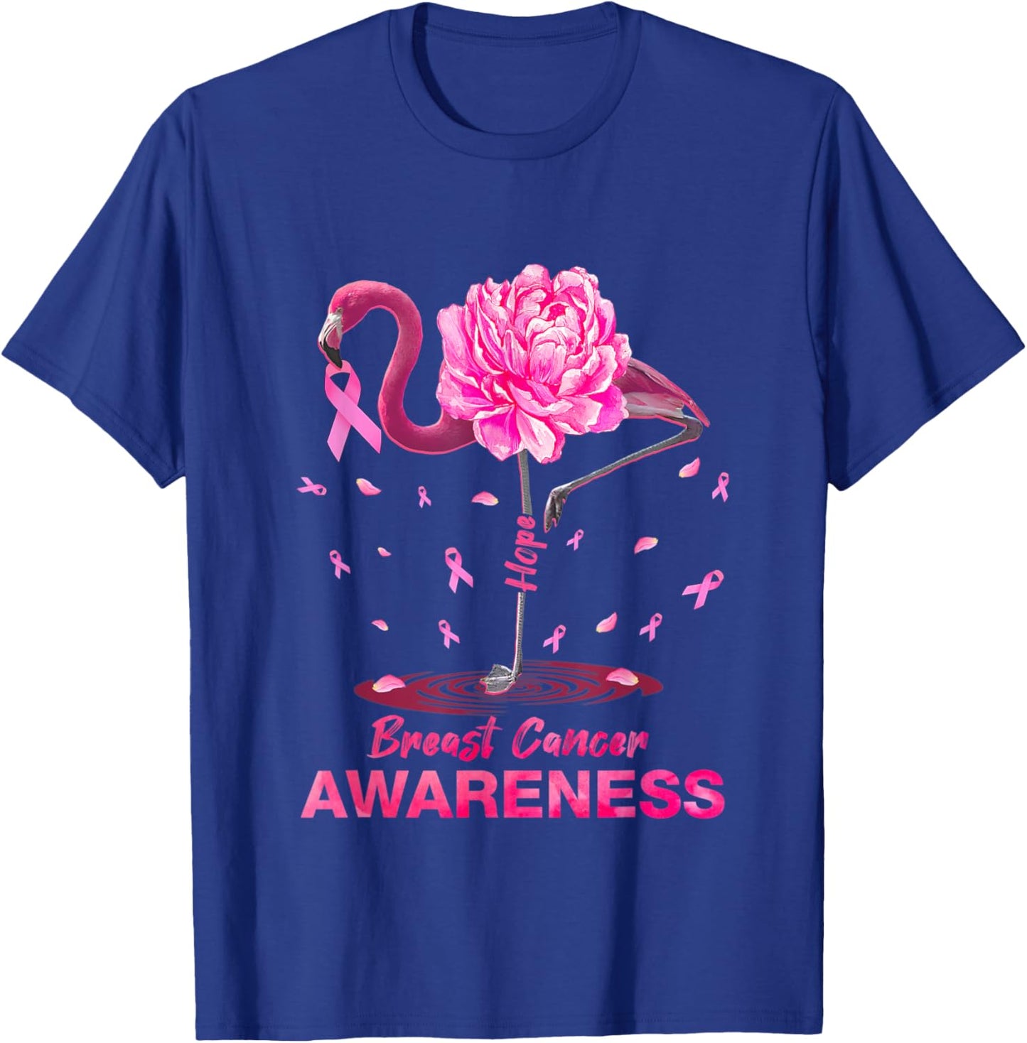 Pink Hope Flamingo Breast Cancer Awareness T-Shirt - T-Shirt | Royal