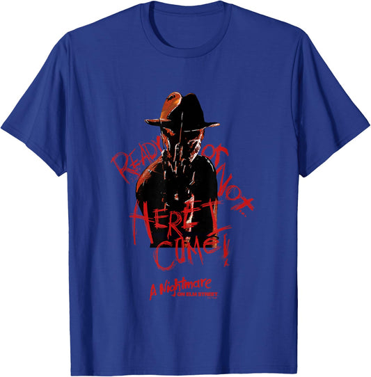 A Nightmare On Elm Street Halloween Ready Or Not Freddy Logo T-Shirt - T-Shirt | Royal