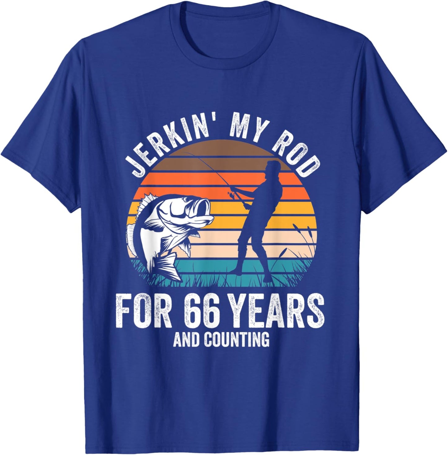 66th Birthday Gift Fisherman Men Funny Fishing 66 Bday T-Shirt - T-Shirt | Royal