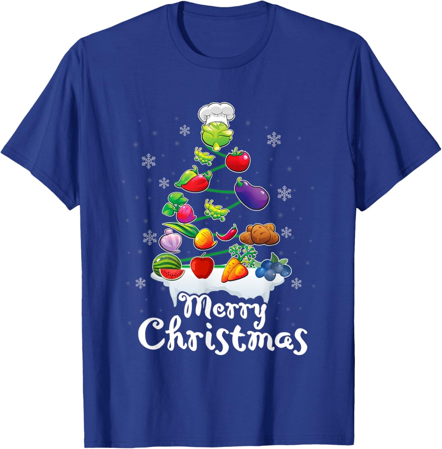 Vegetable Christmas Tree Funny Lunch Lady Pajama Xmas T-Shirt - T-Shirt | Royal
