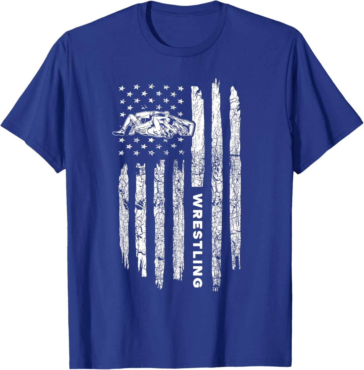 American Flag Wrestling Apparel - Vintage Wrestler Wrestling T-Shirt - T-Shirt | Royal