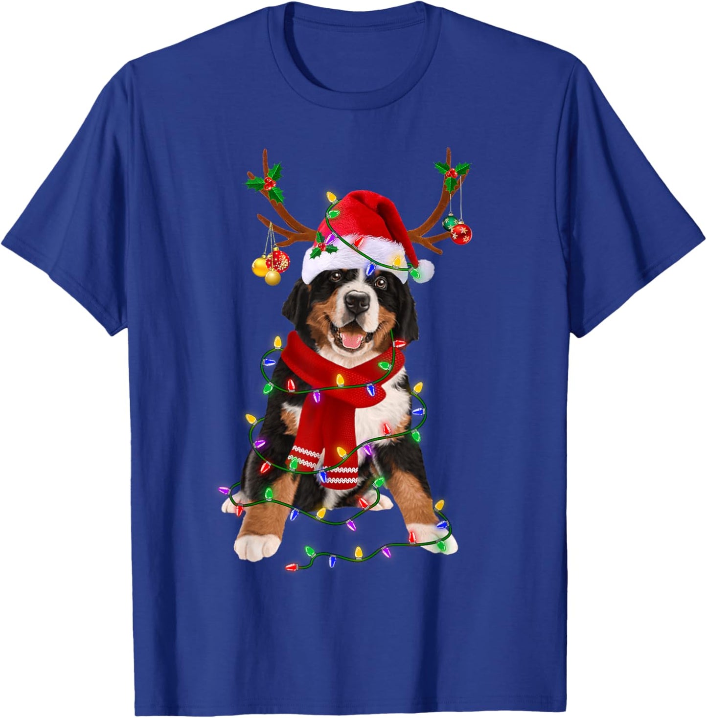 Bernese Mountain Christmas Lights Matching Family Dog Lover Men Women Kids T-Shirt - T-Shirt | Royal