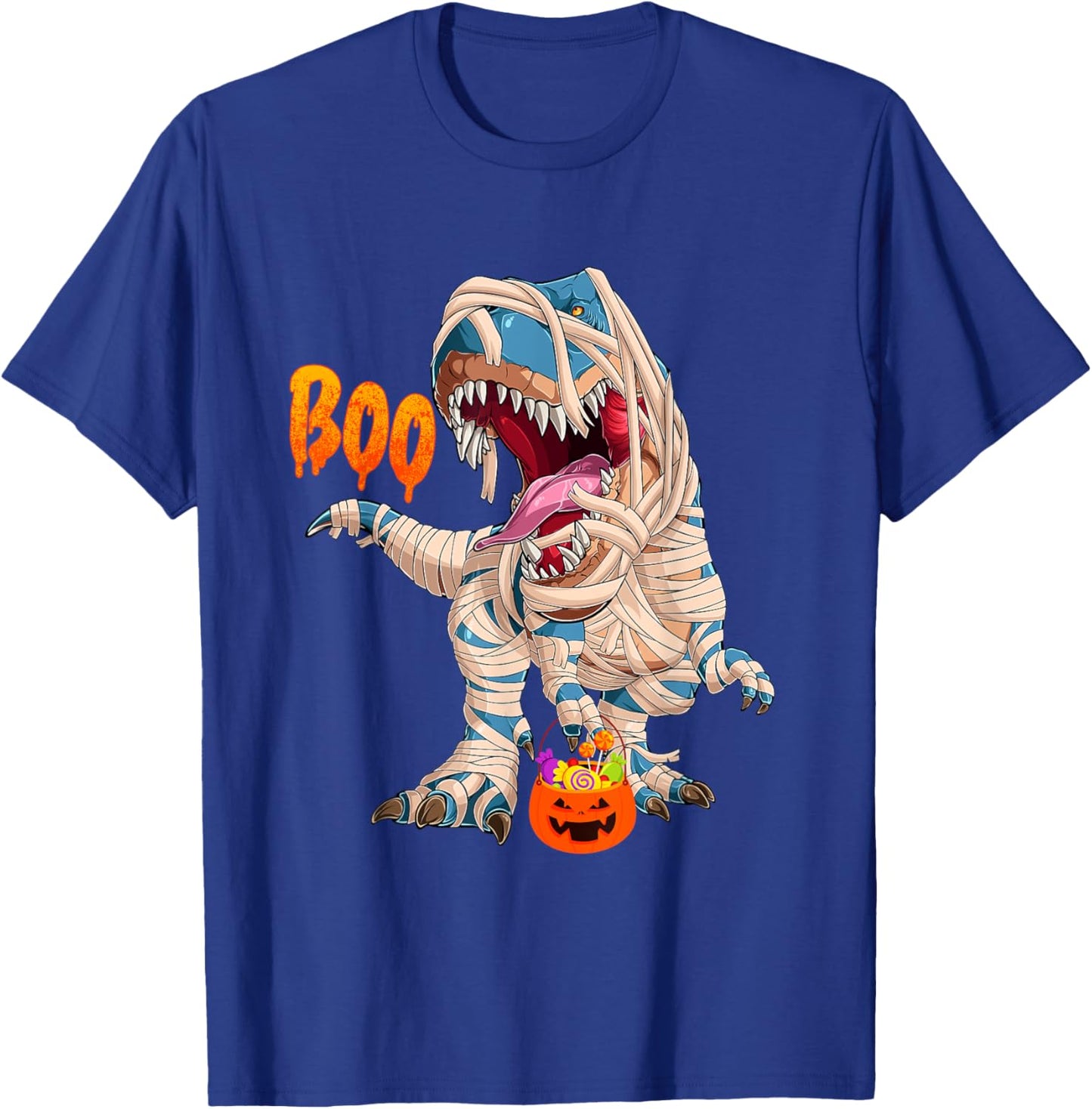 BOO Halloween Ghost Skeleton Dinosaur T-Rex T-Shirt - T-Shirt | Royal
