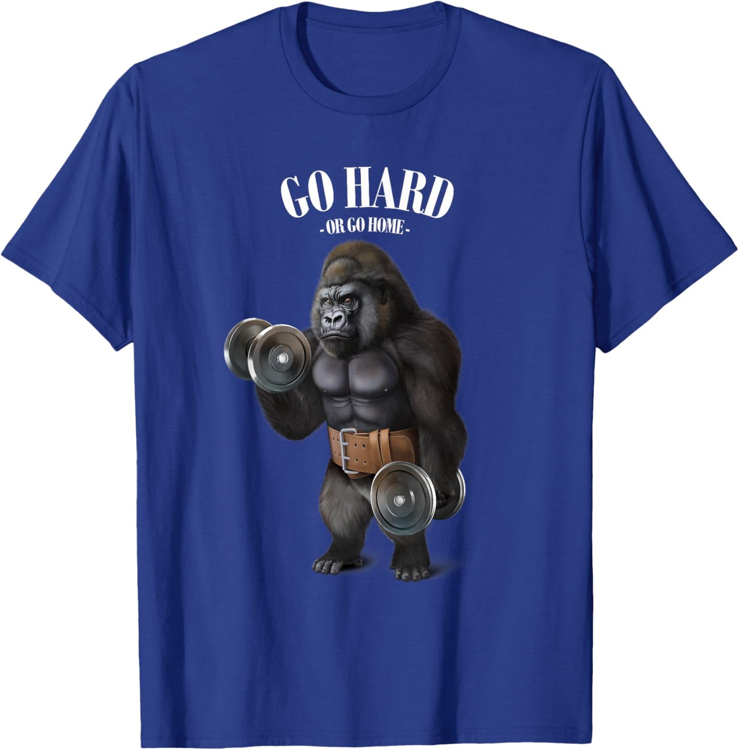 Gorilla Muscle Training with Dumbbell in Fitness Gym T-Shirt - T-Shirt | Royal