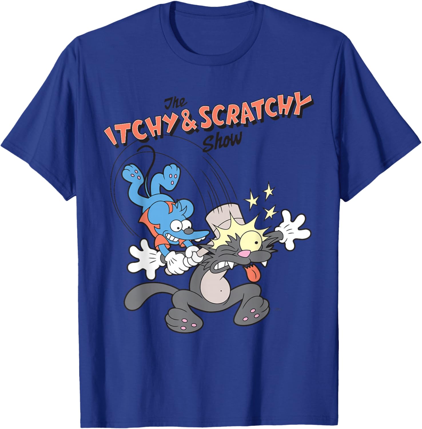 The Simpsons Itchy & Scratchy Hammer Classic Cartoon Mayhem T-Shirt - T-Shirt | Royal