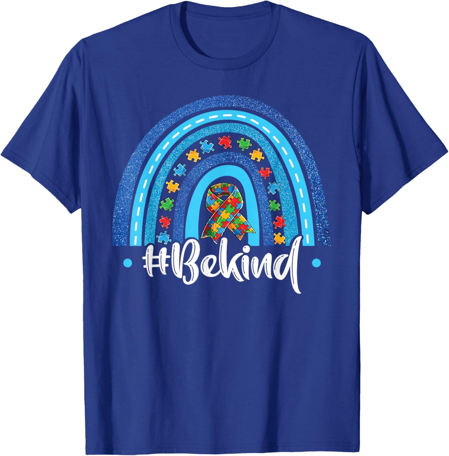 Be Kind Autism Awareness Acceptance Puzzle Rainbow Kindness T-Shirt - T-Shirt | Royal