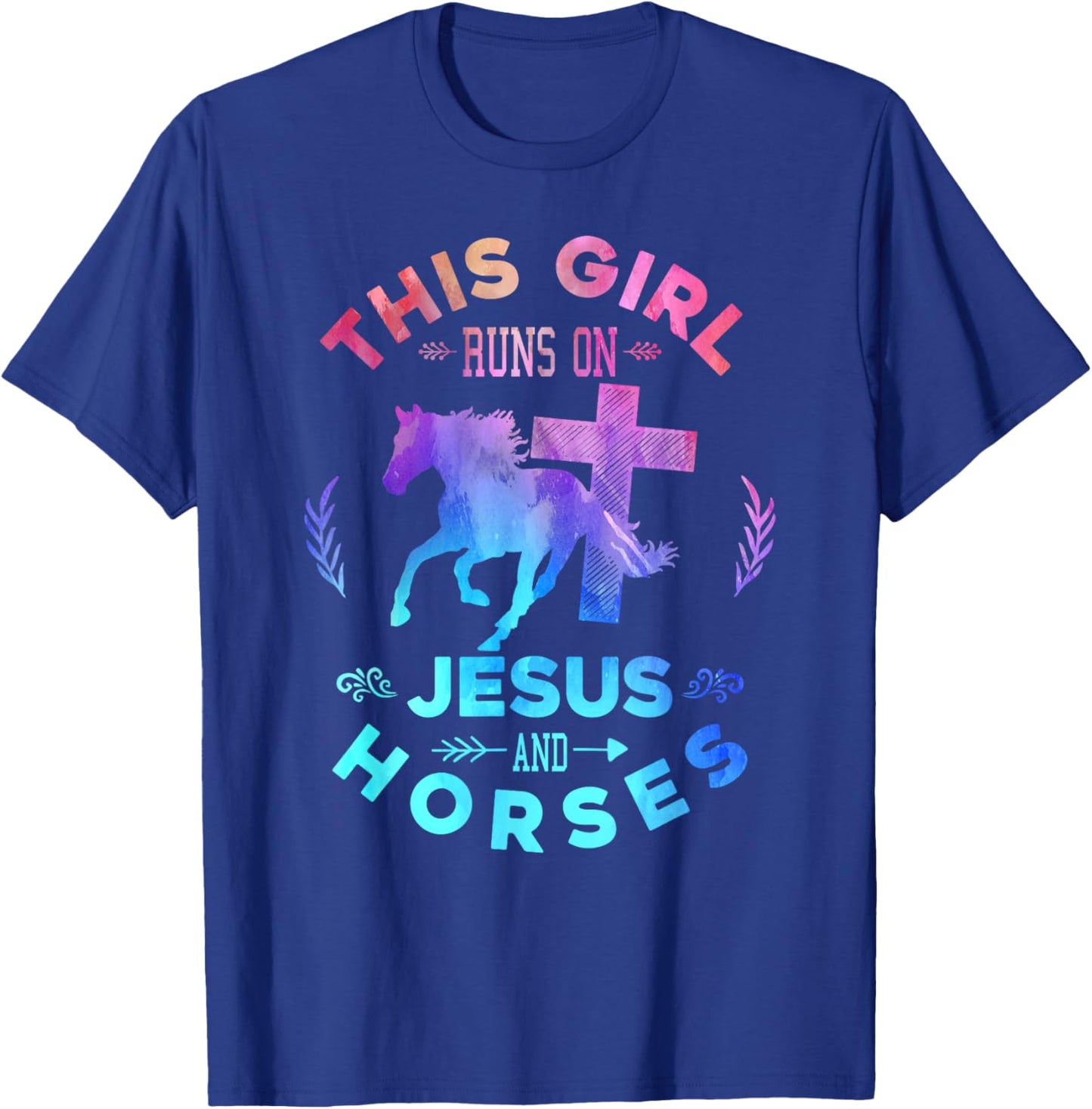 This Girl Runs on Jesus & Horses Christian Equestrian Riding T-Shirt - T-Shirt | Royal