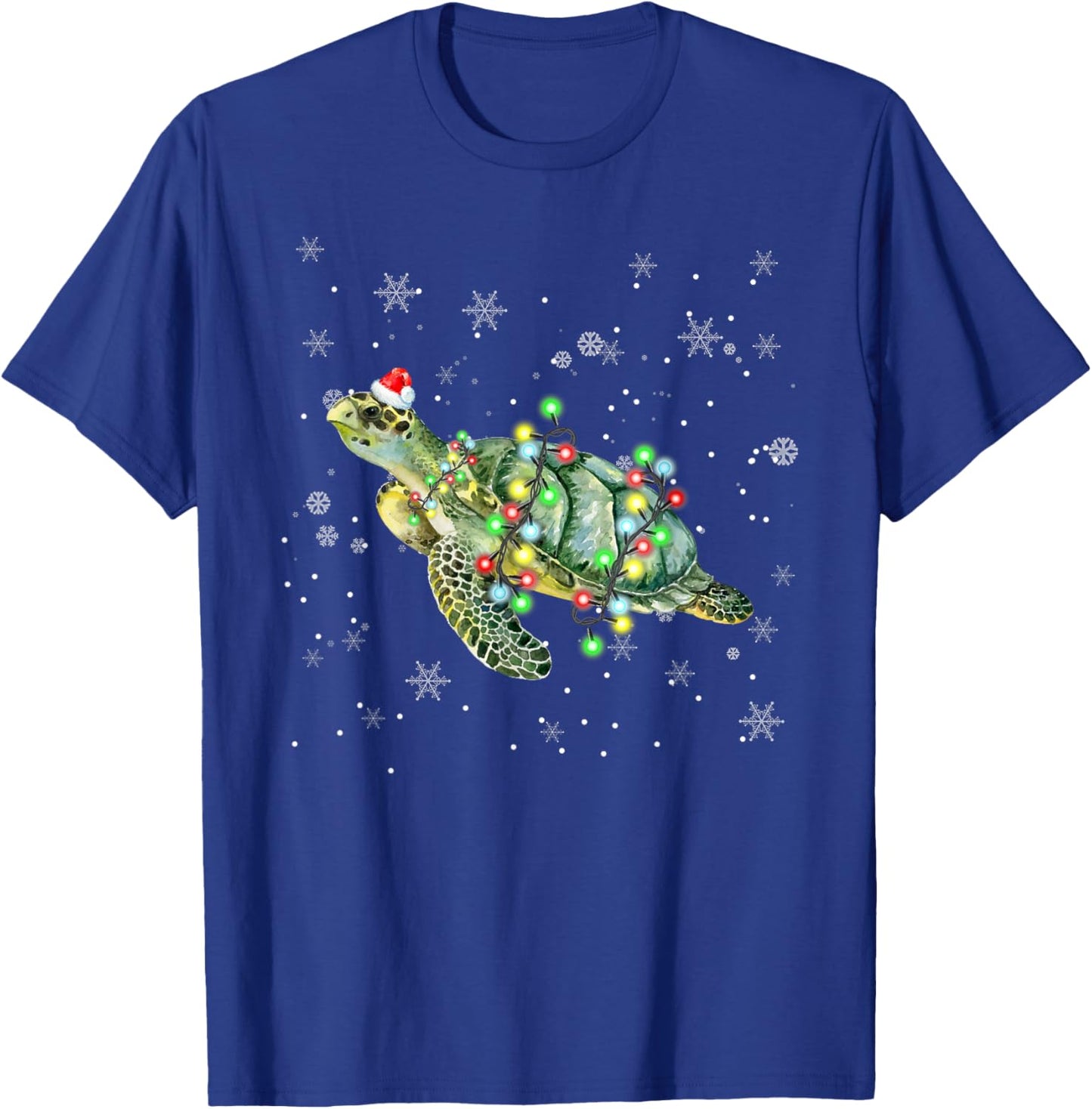 Sea Turtle Christmas shirt Santa Hat Light Family Matching T-Shirt - T-Shirt | Royal