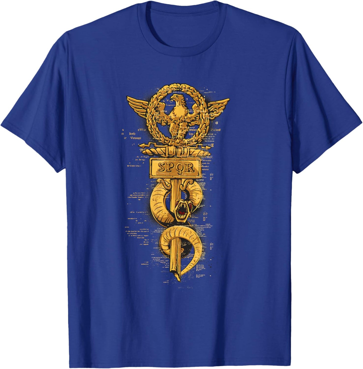 S.P.Q.R. Senatus Populusque Romanus War Banner Eagle Design T-Shirt - T-Shirt | Royal