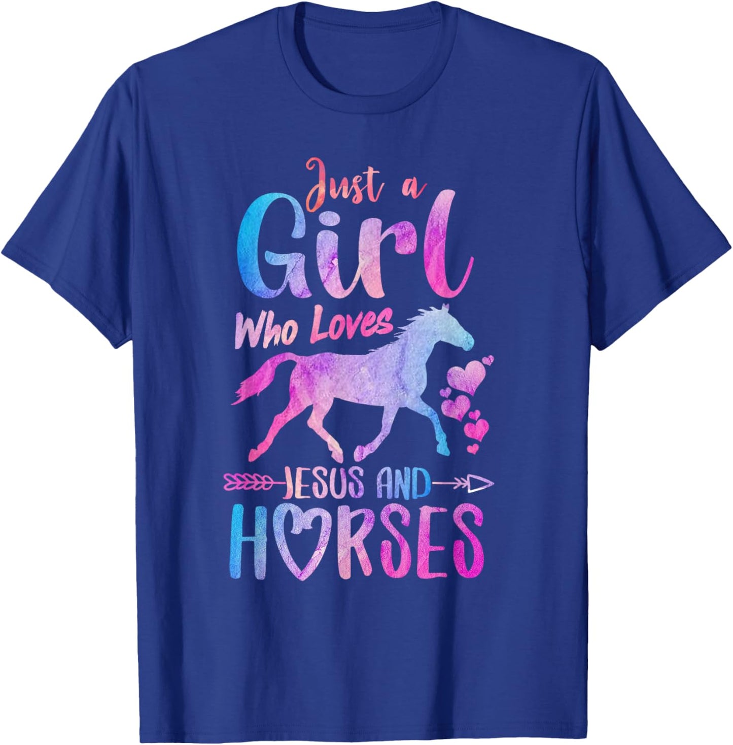 Just A Girl Who Loves Jesus Horses Riding Horse Girls Women T-Shirt - T-Shirt | Royal