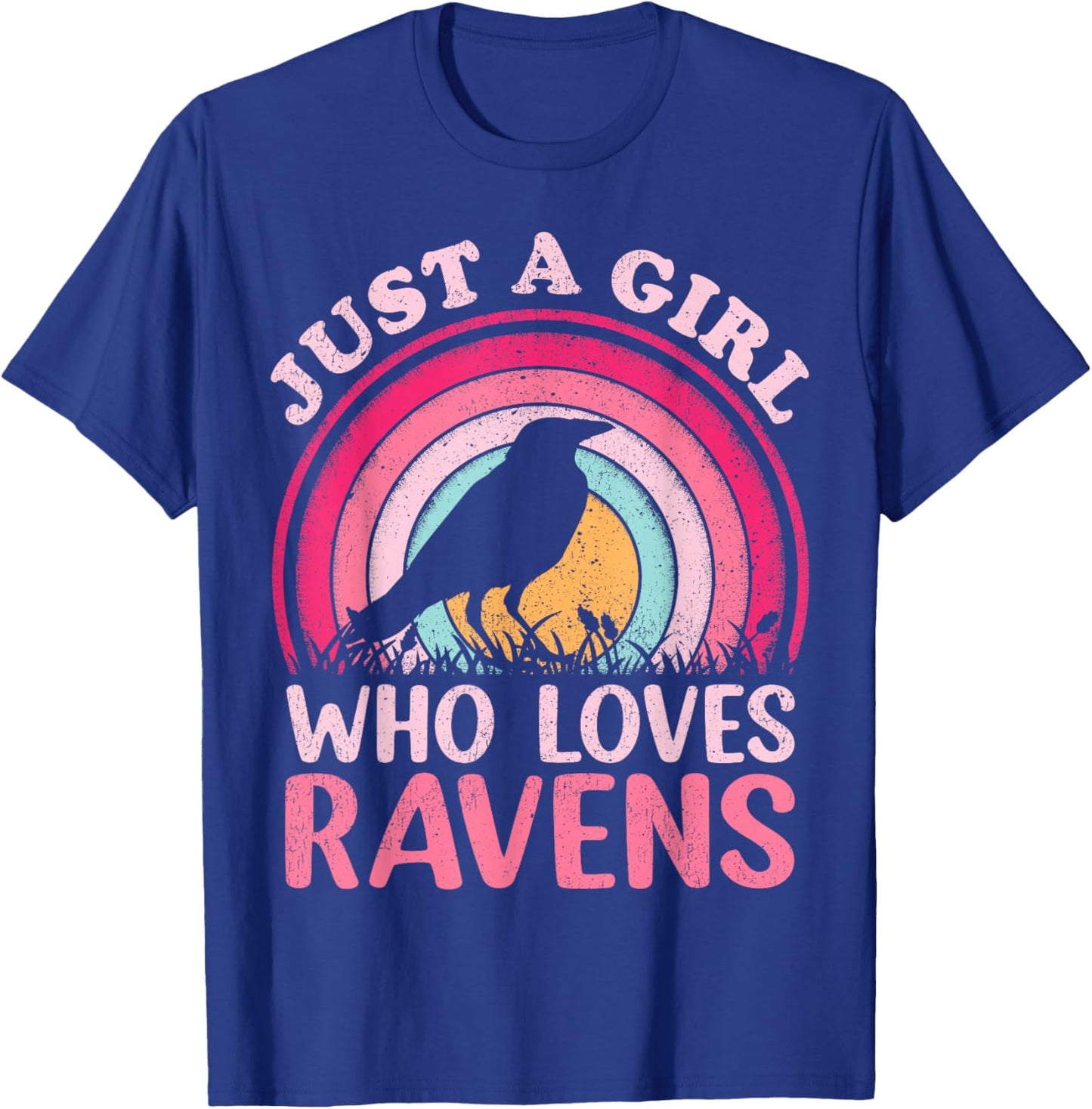 Raven Bird Vintage Retro Just A Girl Who Loves Ravens T-Shirt - T-Shirt | Royal