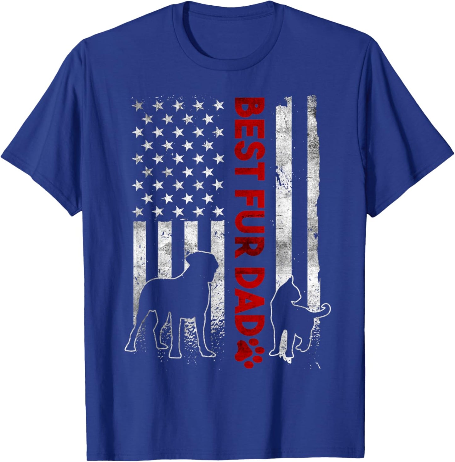 Retro Best Fur Dad Ever American Flag T-Shirt - T-Shirt | Royal
