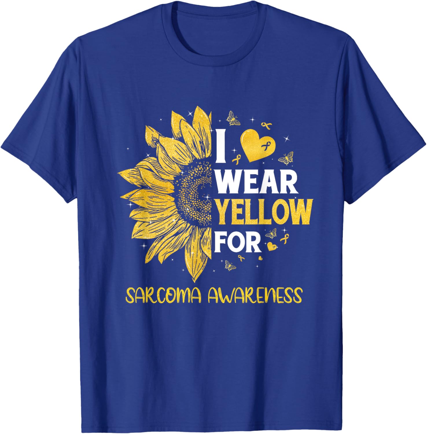 Sunflower I Wear Yellow Ribbon Sarcoma Awareness T-Shirt - T-Shirt | Royal