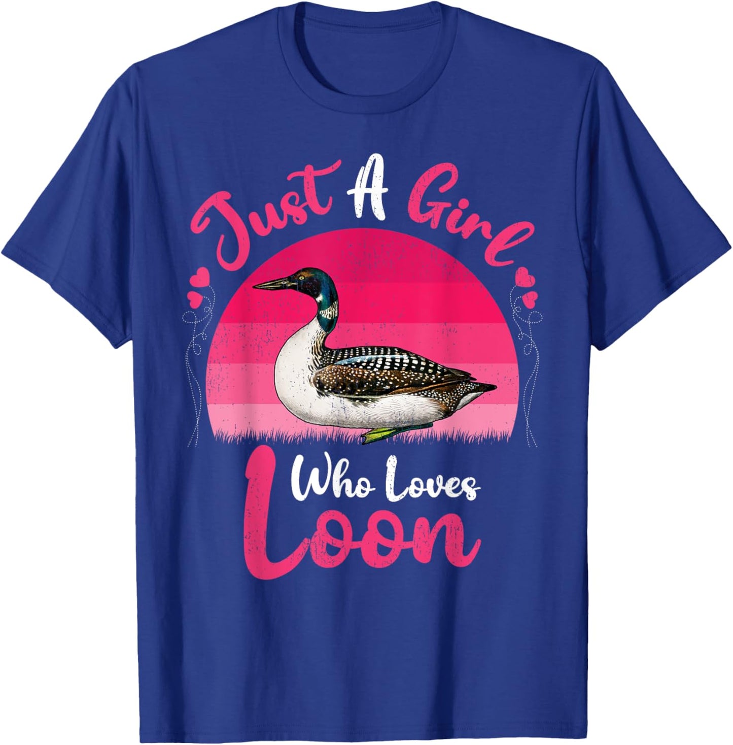 Vintage Loon Bird Lover Just A Girl Who Loves Loon T-Shirt - T-Shirt | Royal