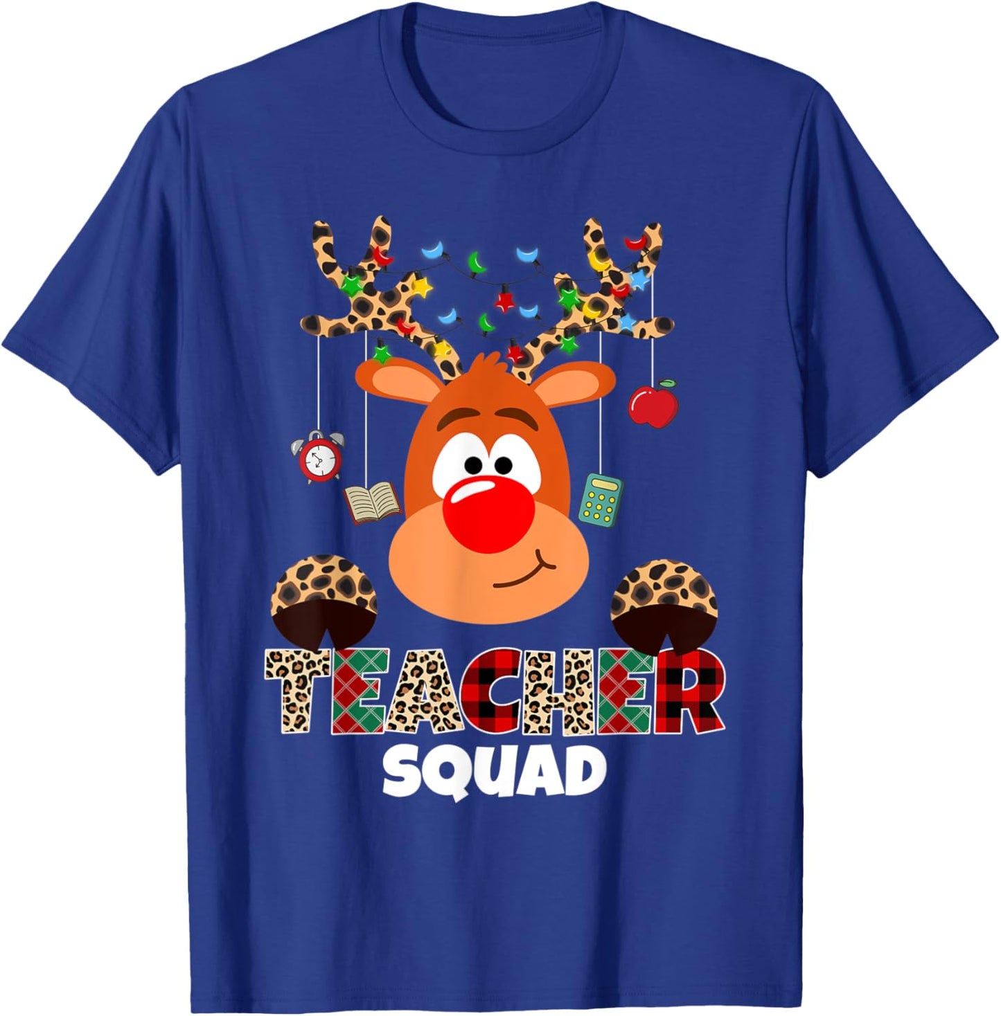 Teacher Squad Reindeer Funny Teacher Christmas Xmas Pajama T-Shirt - T-Shirt | Royal