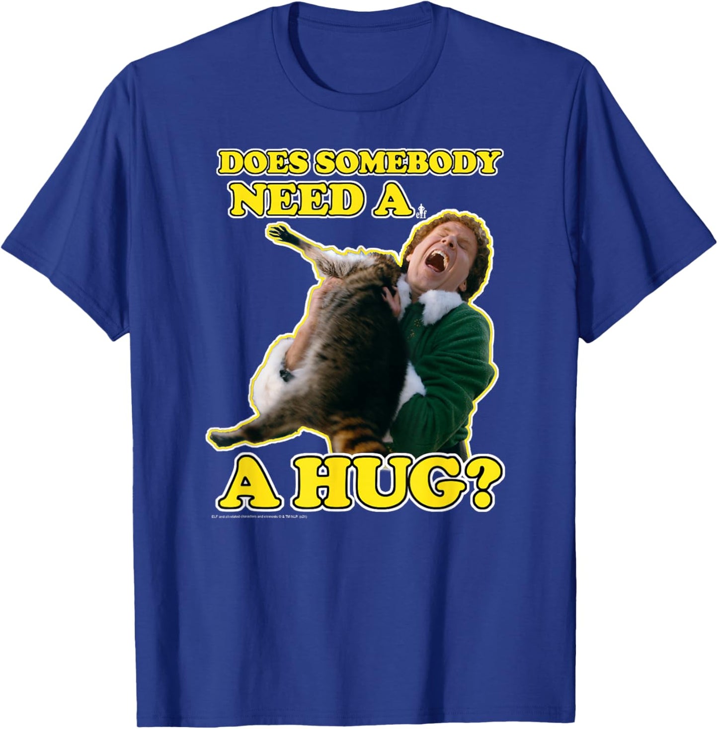 Elf Need a Hug Raccoon Attack Funny Christmas T-Shirt - T-Shirt | Royal