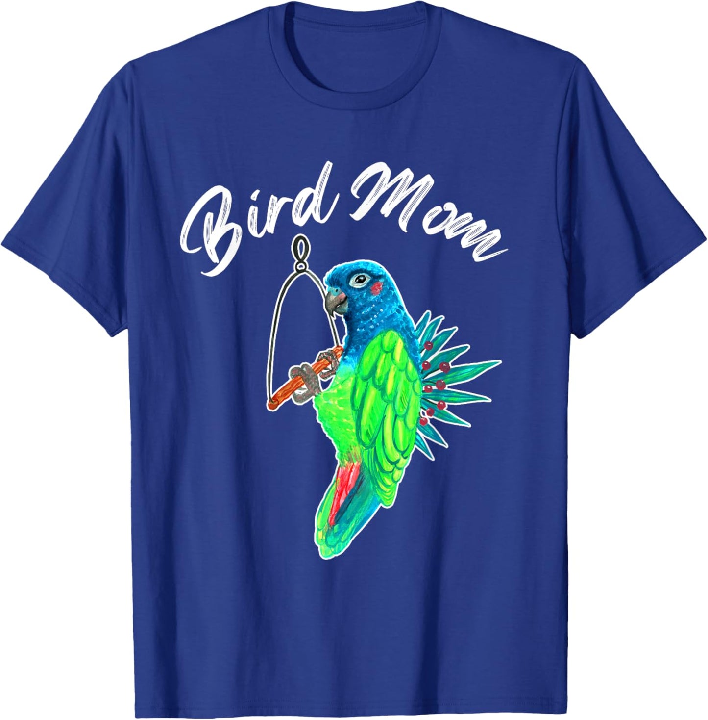 Bird Mom Blue Headed Pionus Parrot Watercolor T-Shirt - T-Shirt | Royal
