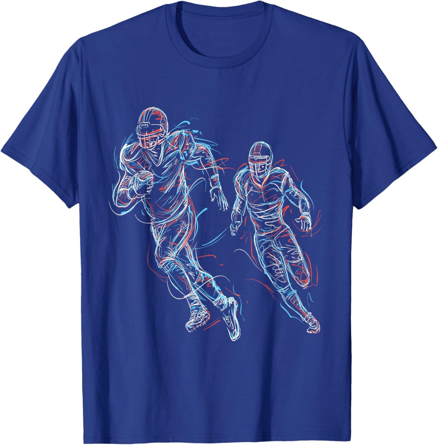 American Football Player Colourful Lines Design T-Shirt - T-Shirt | Royal