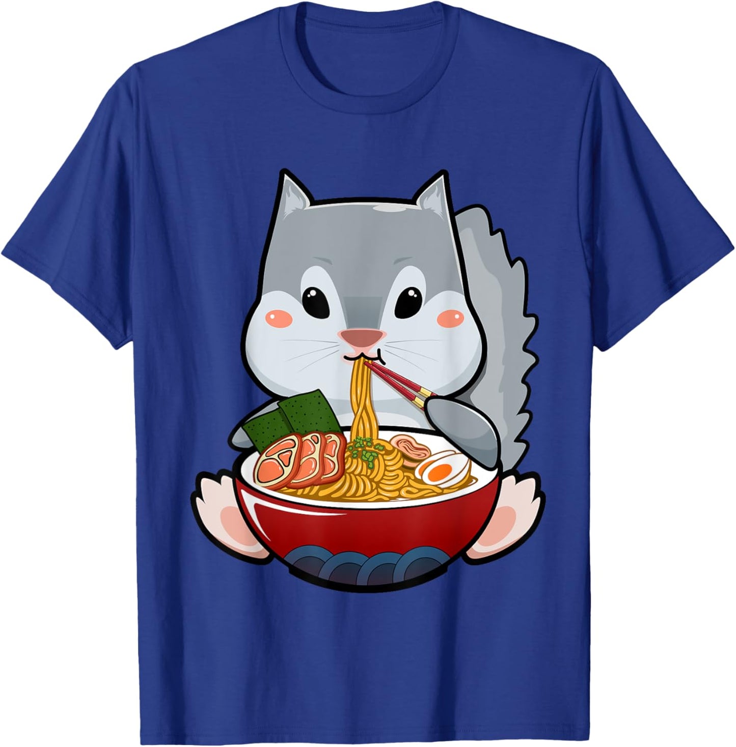 Momonga Squirrel Eating Ramen Noodle Funny Kawaii Udon Anime T-Shirt - T-Shirt | Royal