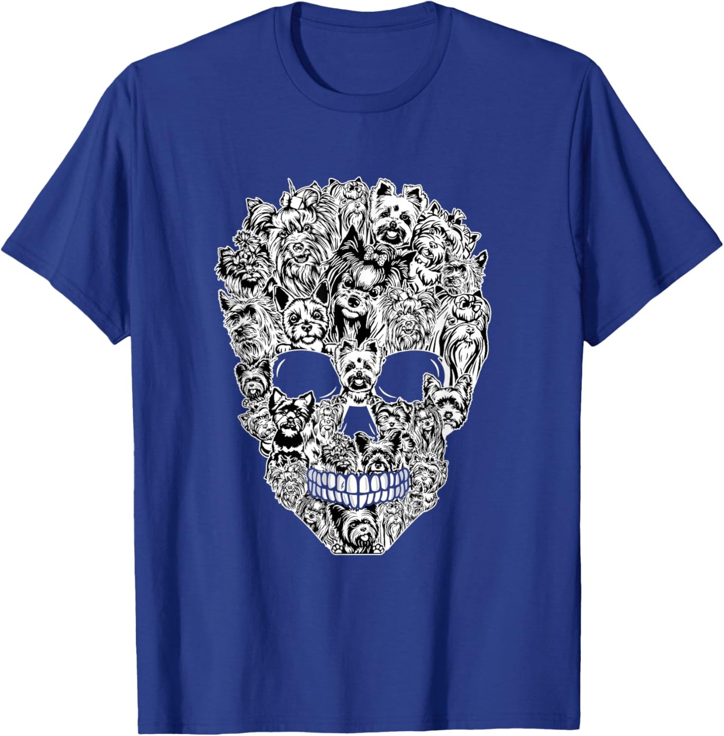 Funny Yorkshire Terrier Skull Dog Skeleton Halloween T-Shirt - T-Shirt | Royal