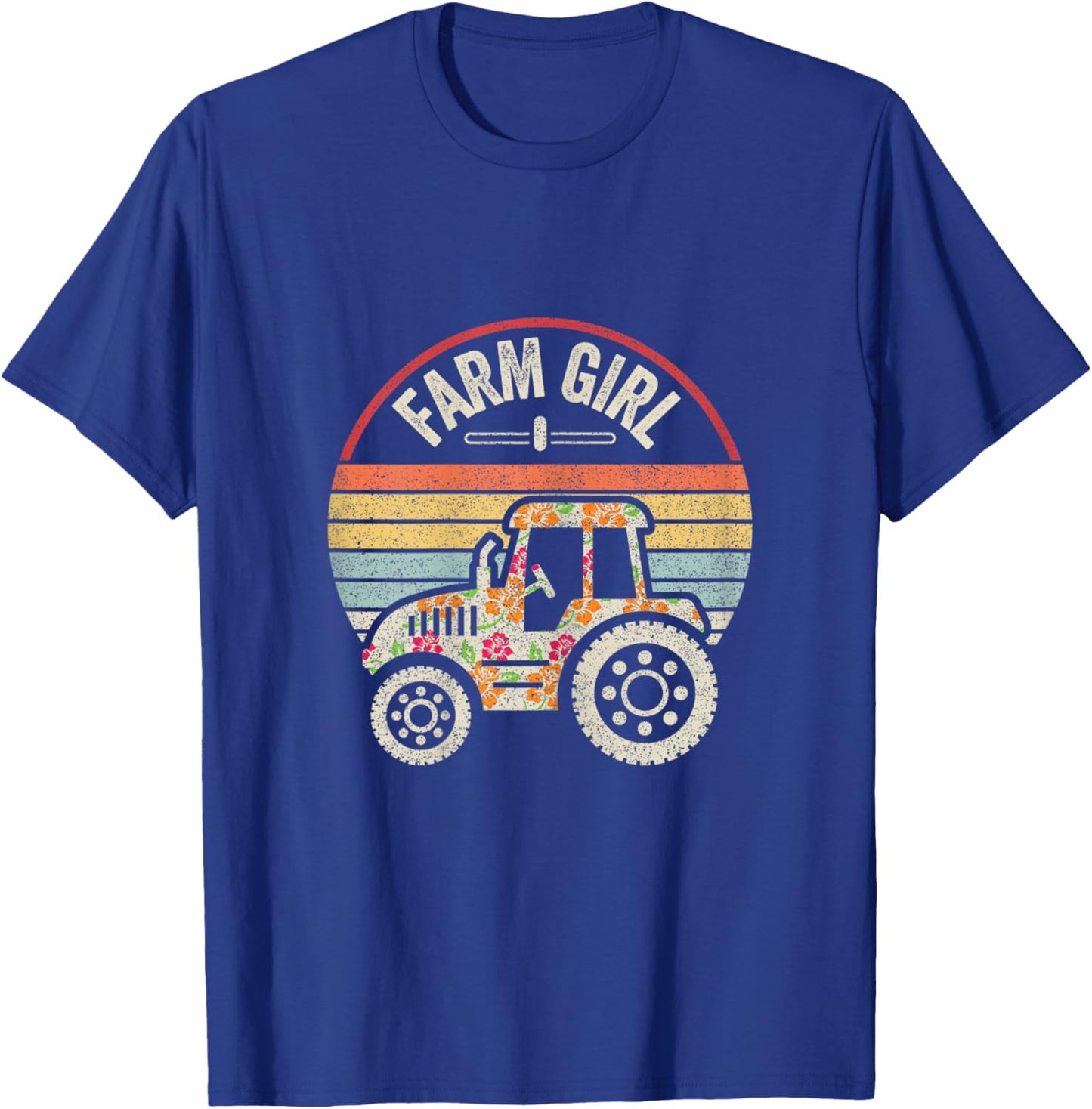 Retro Farm Girl Loves Tractors Loves Life On The Farm T-Shirt - T-Shirt | Royal