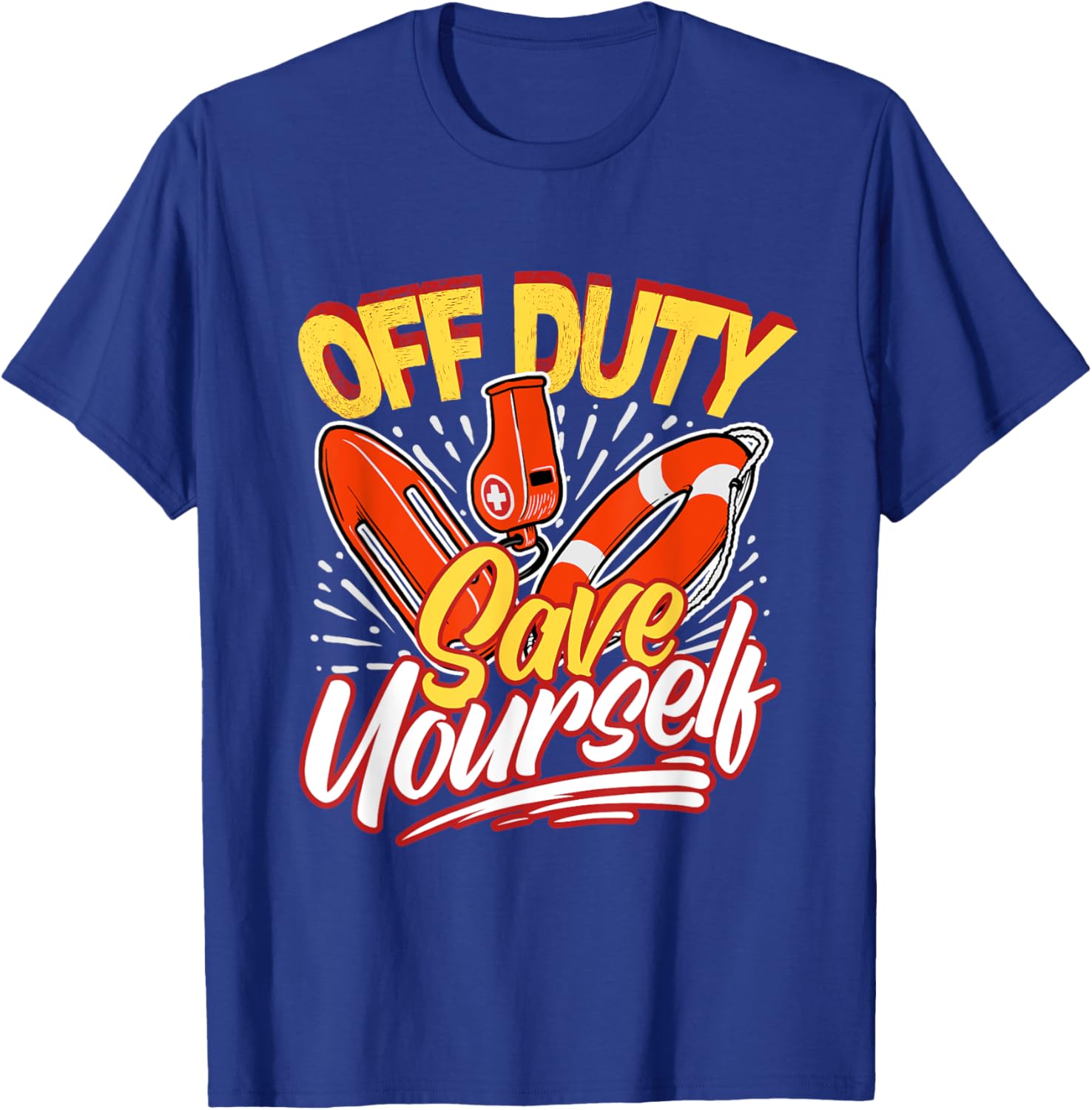 Funny Swim Coach Gifts Off Duty Save Yourself Humorous Modern Black T-Shirt - T-Shirt | Royal