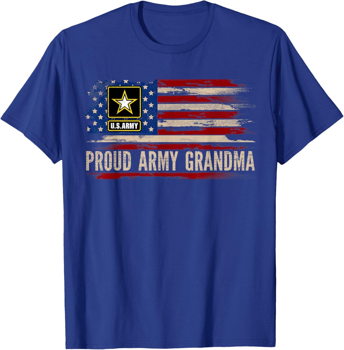 Vintage Proud Army Grandma American Flag Veteran Gift T-Shirt - T-Shirt | Royal