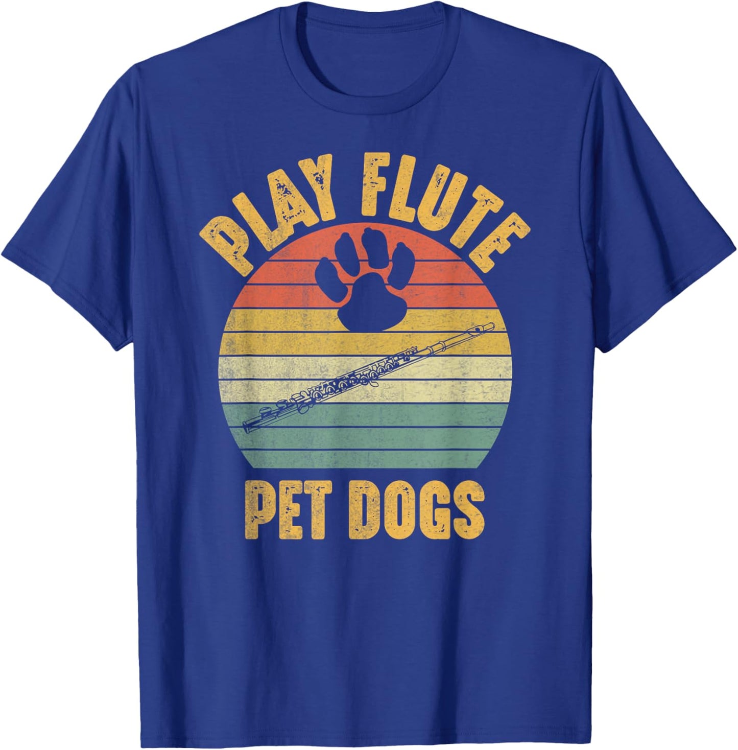 Pet Dogs Play Flute Funny Dog Lover and Flute Player Flutist T-Shirt - T-Shirt | Royal