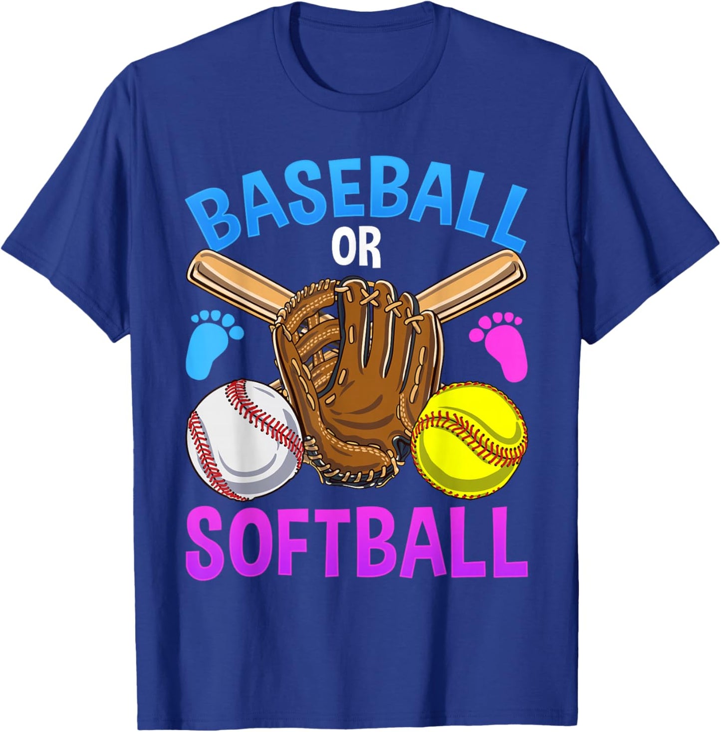 Baseball or Softball Gender Reveal Party T-Shirt - T-Shirt | Royal