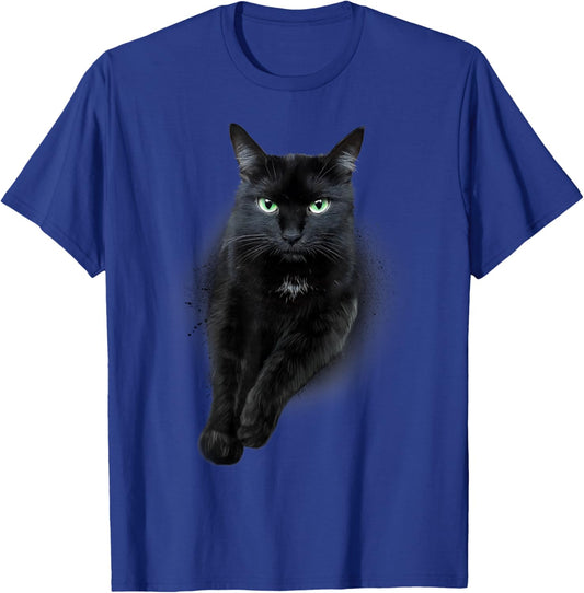 Cute Serious Face Black Green-eyed Cat Women Kids T-Shirt - T-Shirt | Royal