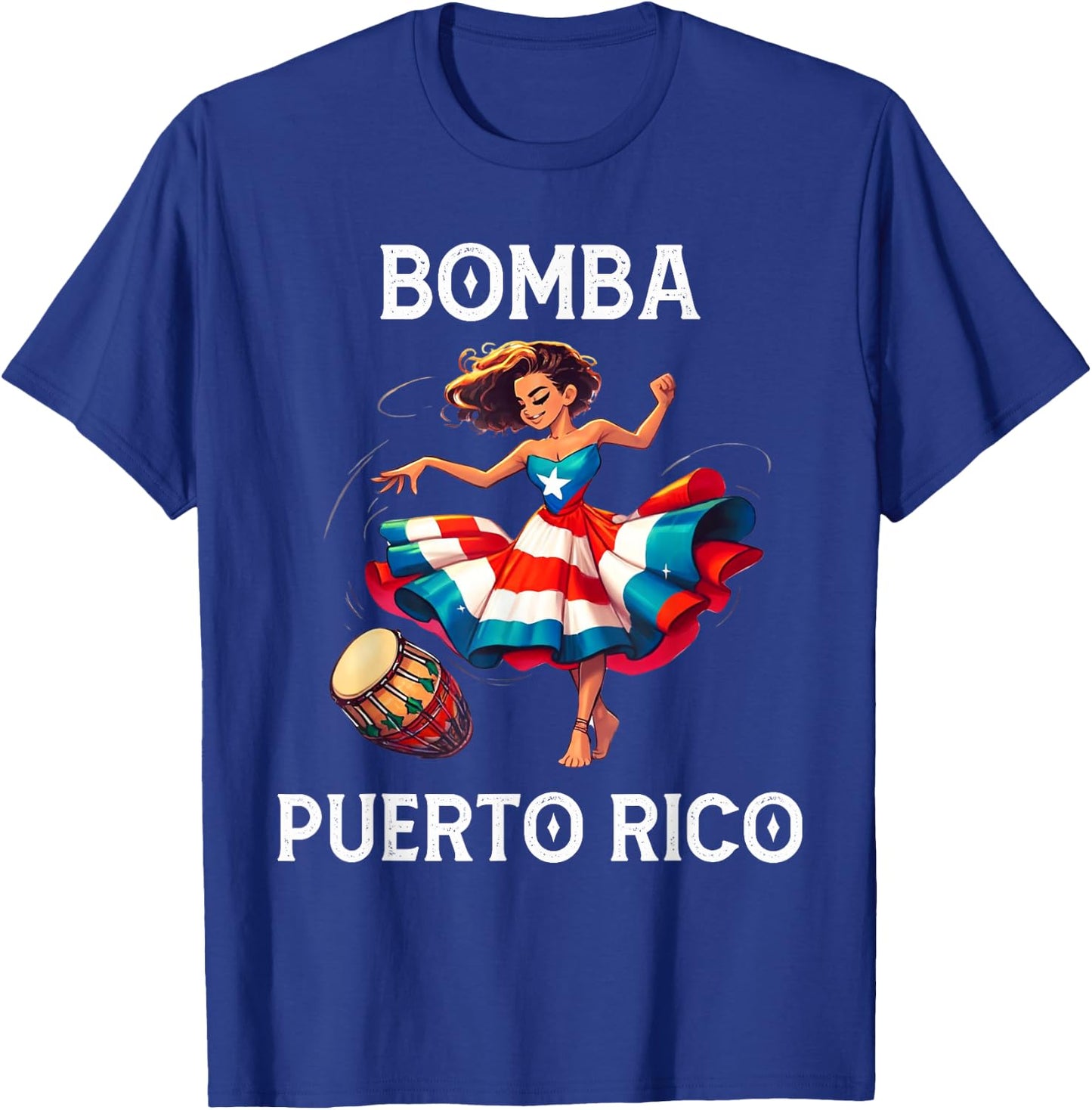 Puerto Rico Flag Hispanic Heritage Month Women Bomba Dancer T-Shirt - T-Shirt | Royal