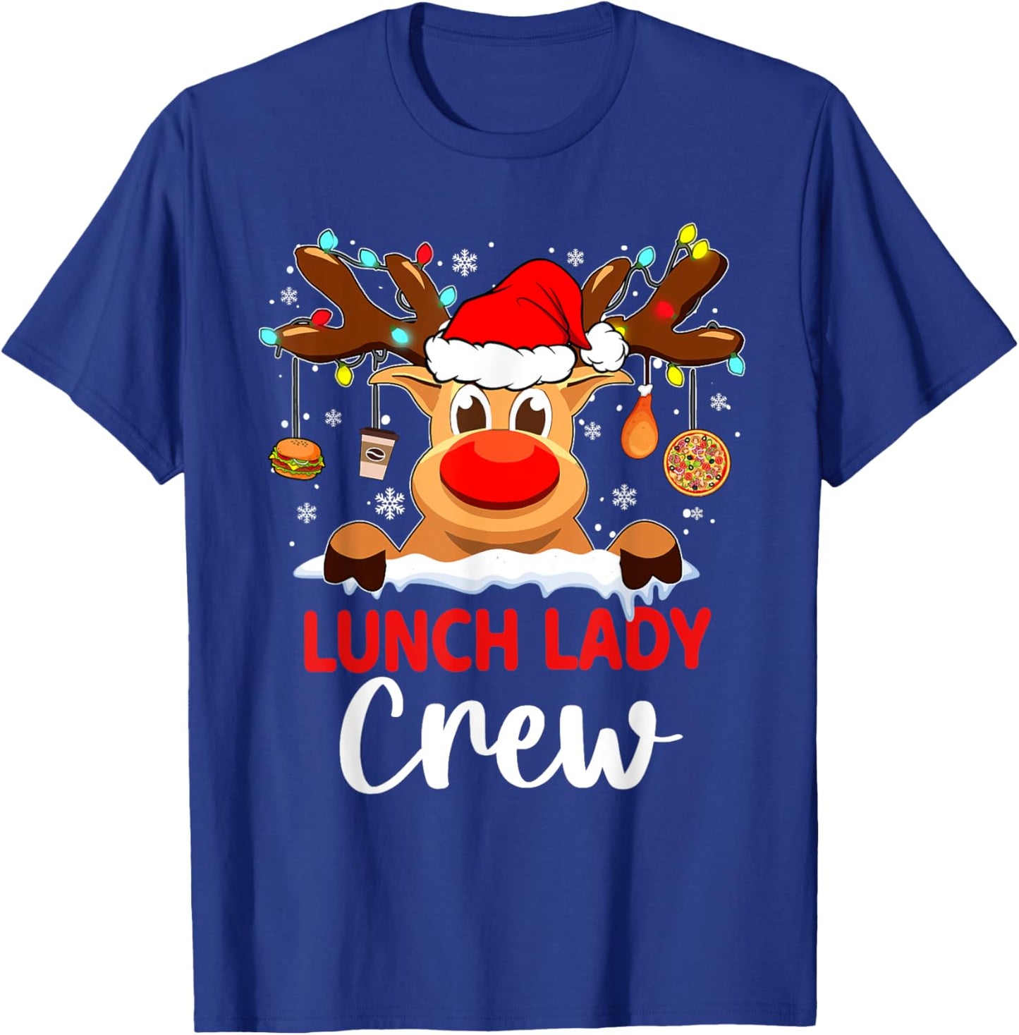 Funny Lunch Lady Reindeer Plaid Christmas Teacher T-Shirt - T-Shirt | Royal