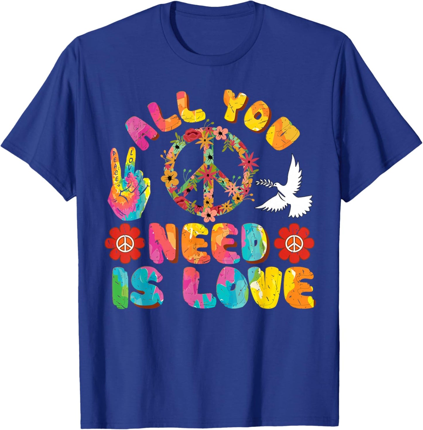 Tye Dye Peace Sign 70s Tie Dye Hippie Peace Sign T-Shirt - T-Shirt | Royal