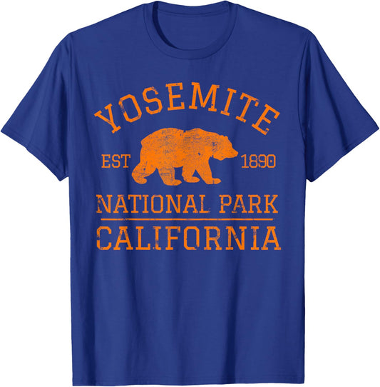 Yosemite National Park California Bear Hiking Outdoors T-Shirt - T-Shirt | Royal