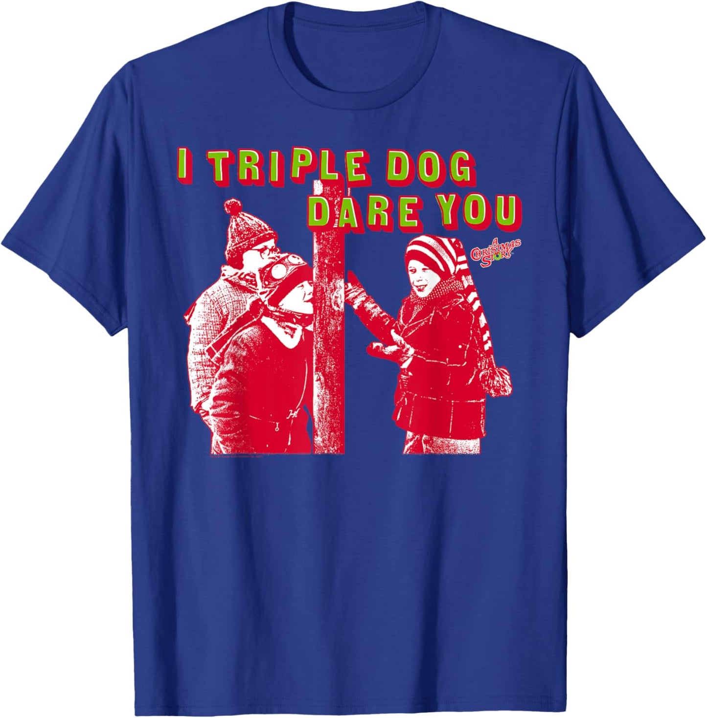 A Christmas Story Triple Dog Dare Red Photo Funny Holiday T-Shirt - T-Shirt | Royal