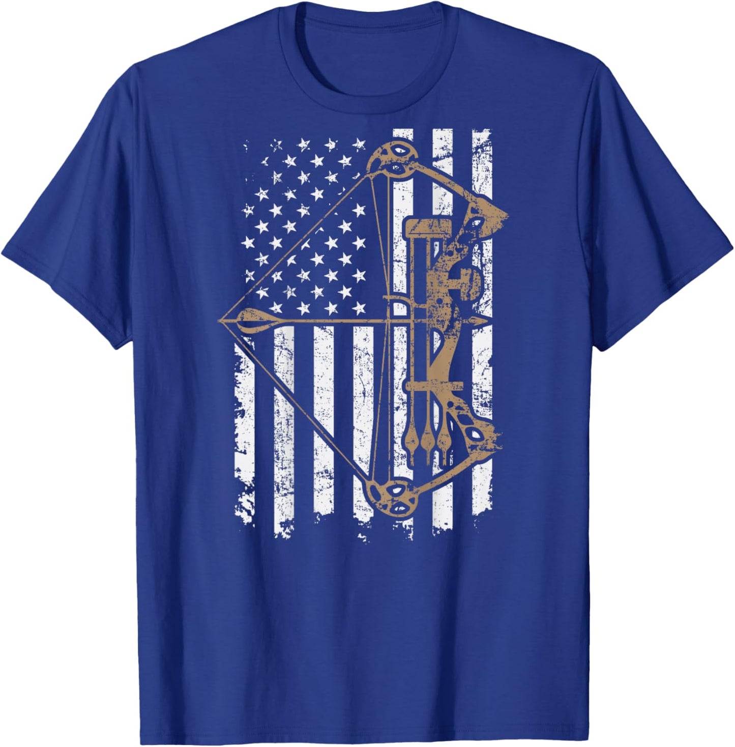 Camo USA Flag Archery Compound Bow - Bow Hunter (ON Back) T-Shirt - T-Shirt | Royal