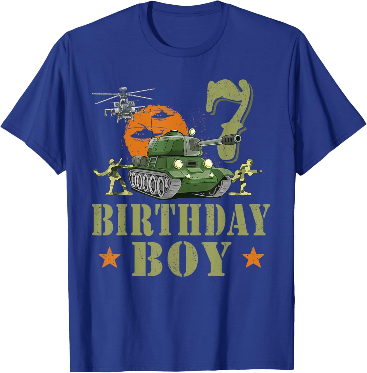 7 Year Old Birthday Boy Army Party 7th Birthday Camo T-Shirt - T-Shirt | Royal