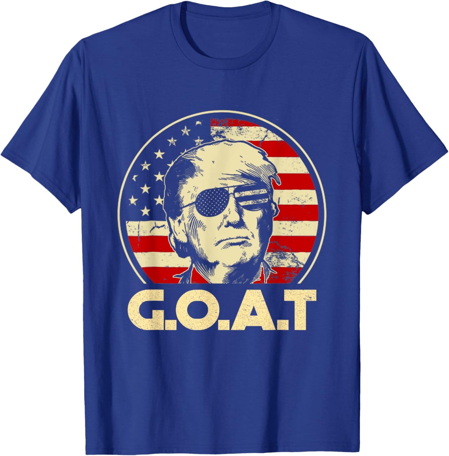 Trump GOAT 45th Presidential Circle Back Election 2024 T-Shirt - T-Shirt | Royal