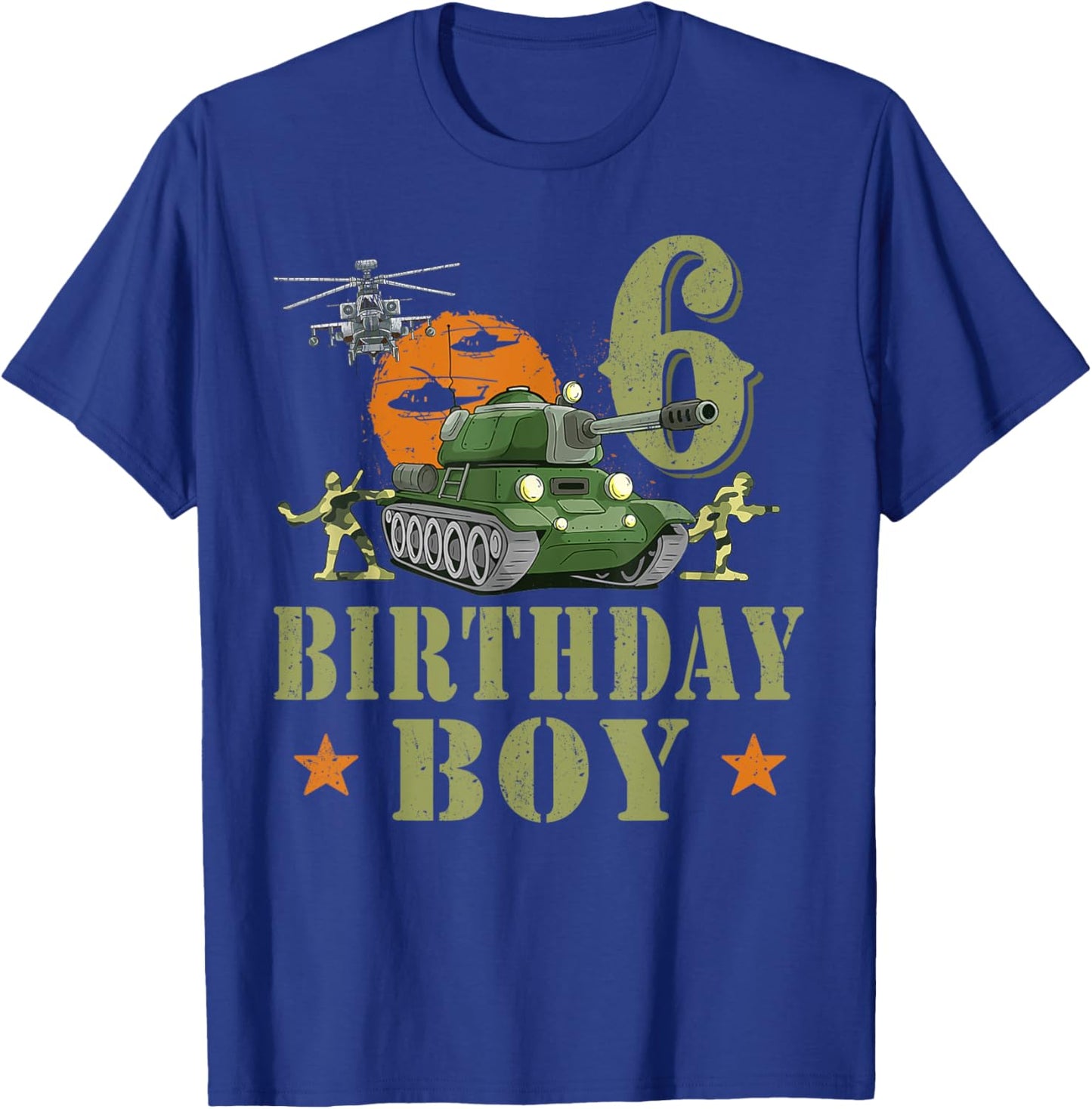 6 Year Old Birthday Boy Army Party 6th Birthday Camo T-Shirt - T-Shirt | Royal