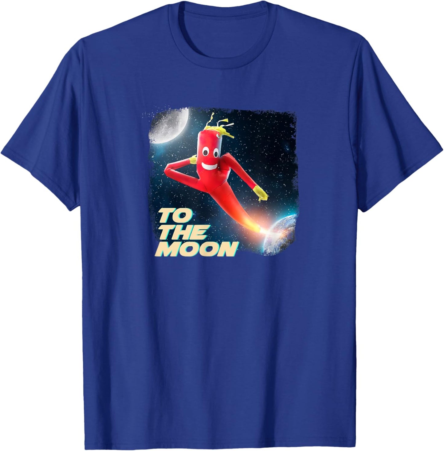 To the moon crypto and stocks wacky waving tube guy T-Shirt - T-Shirt | Royal