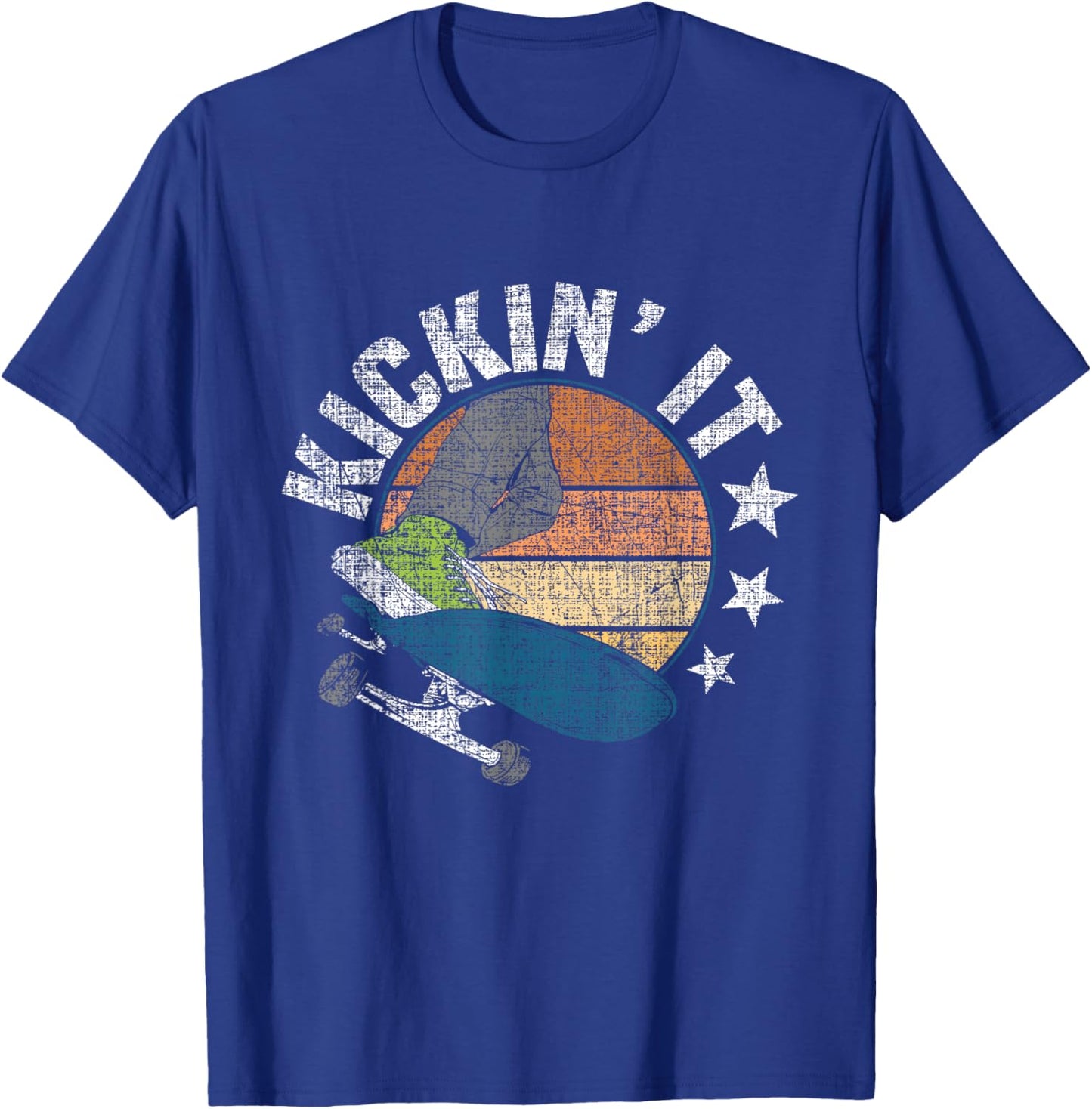 Kickin It - Skateboard Skateboarder Skateboarding Skater T-Shirt - T-Shirt | Royal