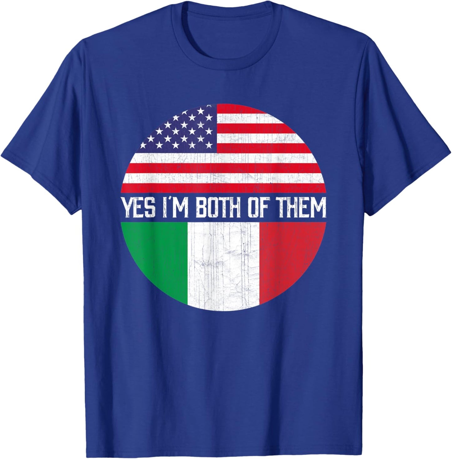 Half American Half Italian USA Flag Family Heritage Kids Men T-Shirt - T-Shirt | Royal